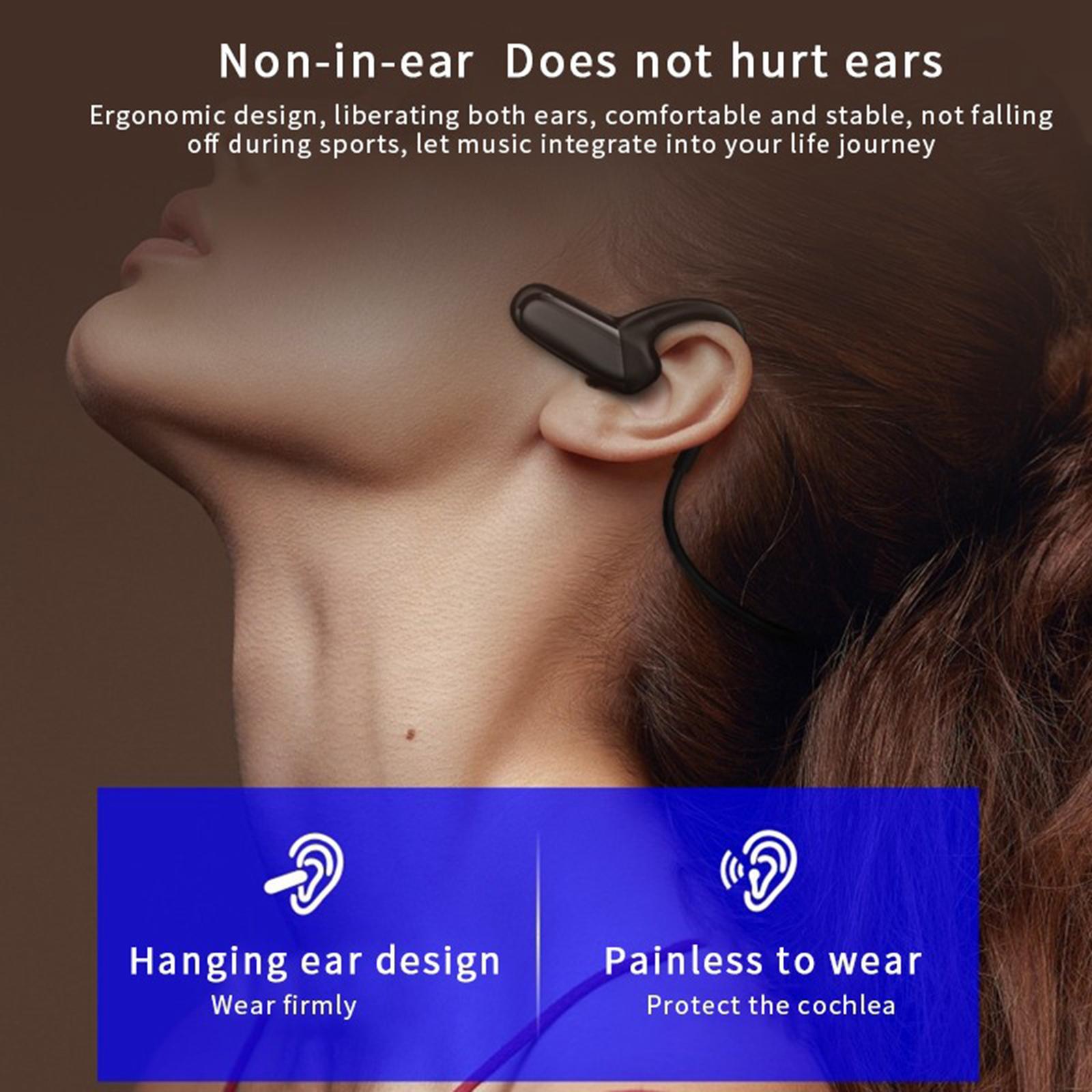 Handsfree Bluetooth Headset Open Ear Stereo Sports Wireless Earphones Black