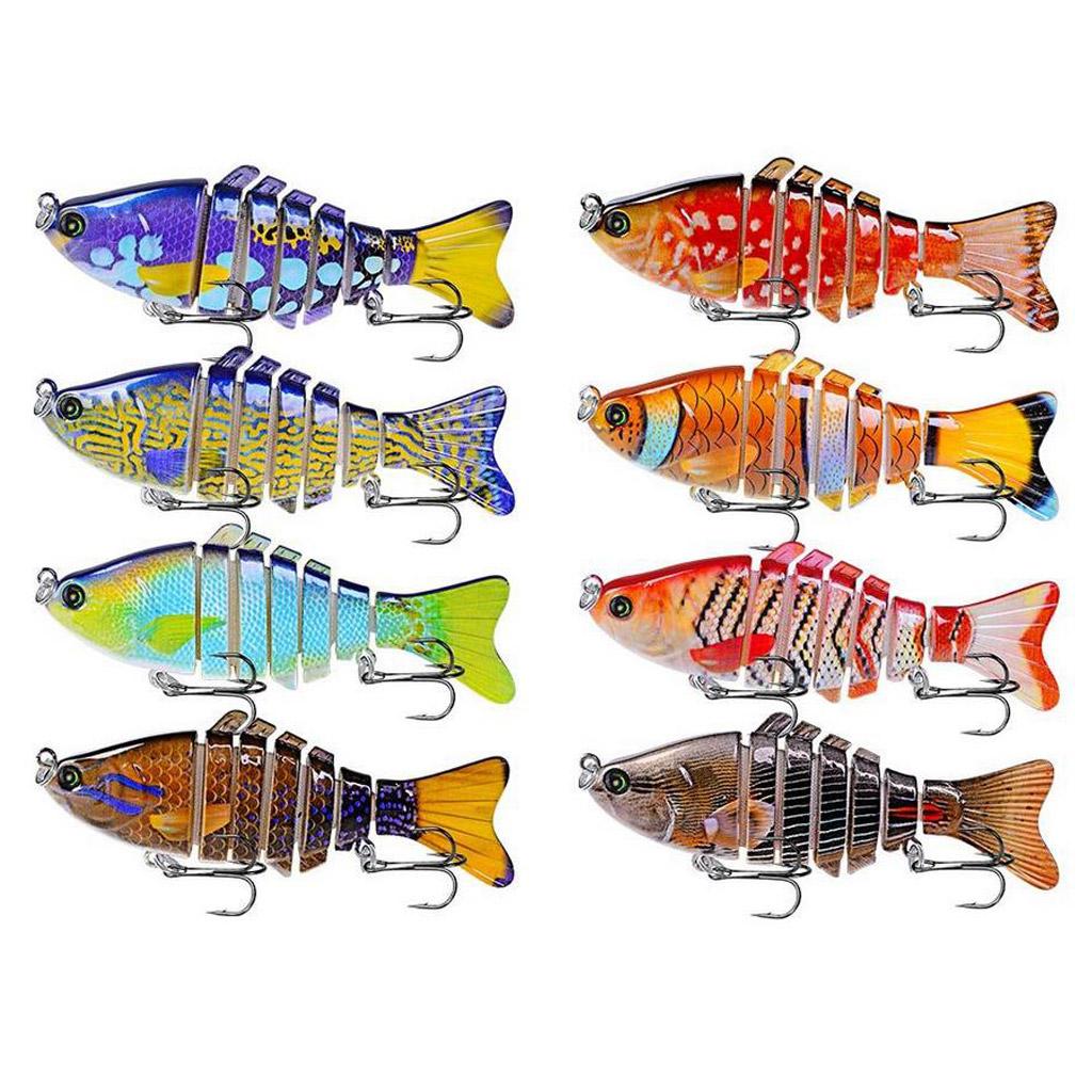 100mm Colored Fishing Joint Lures Artificial Hard Bait 2 Treble Hooks