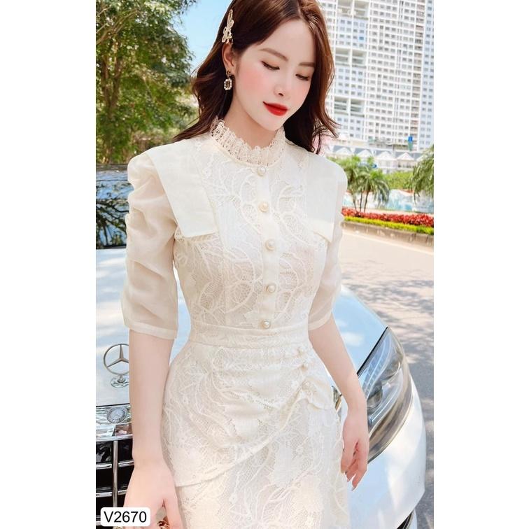 Đầm Thiết Kế Celia Dress Chất Liệu Vải Ren Cao Cấp Phối Tơ Đính Cúc Ngọc - Váy Thiết Kế Thanh Lịch Trẻ Trung