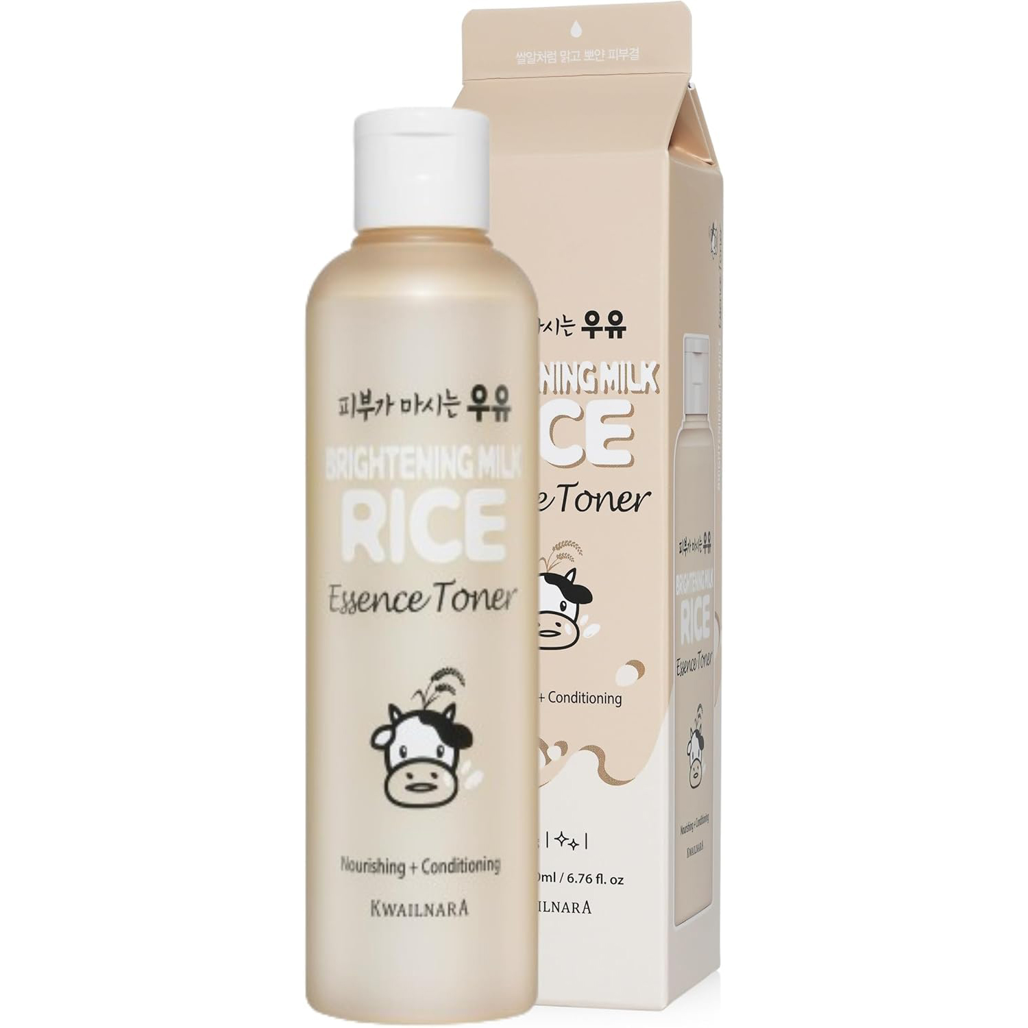 Nước hoa hồng dưỡng ẩm và làm sáng da Kwailnara Brightening Milk Rice Essence Toner Hàn Quốc 200ml