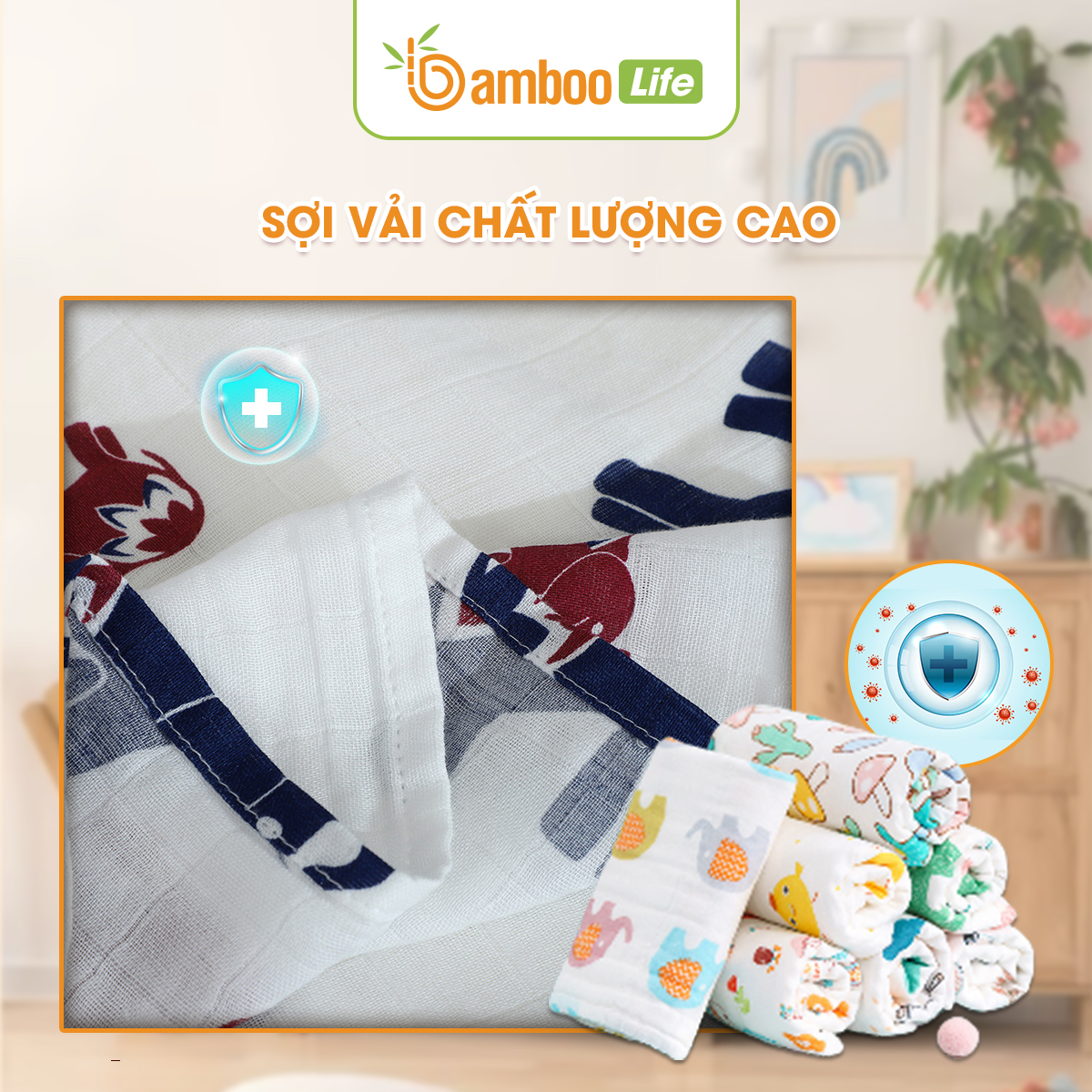 Quấn chũn cho em bé Bamboo Life BL054 từ sợi tre thiên nhiên hàng chính hãng Chũn quấn cho bé sơ sinh