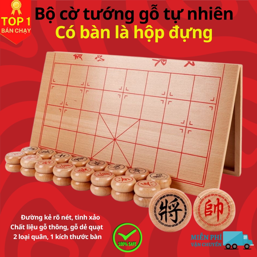 [GỖ TỰ NHIÊN CAO CẤP] Bộ cờ tướng gỗ sồi cao cấp kích thước 40 x 35cm, Bộ cờ tướng cao cấp khắc nét tinh xảo có bàn là hộp đựng gấp gọn - Hàng chính hãng D Danido