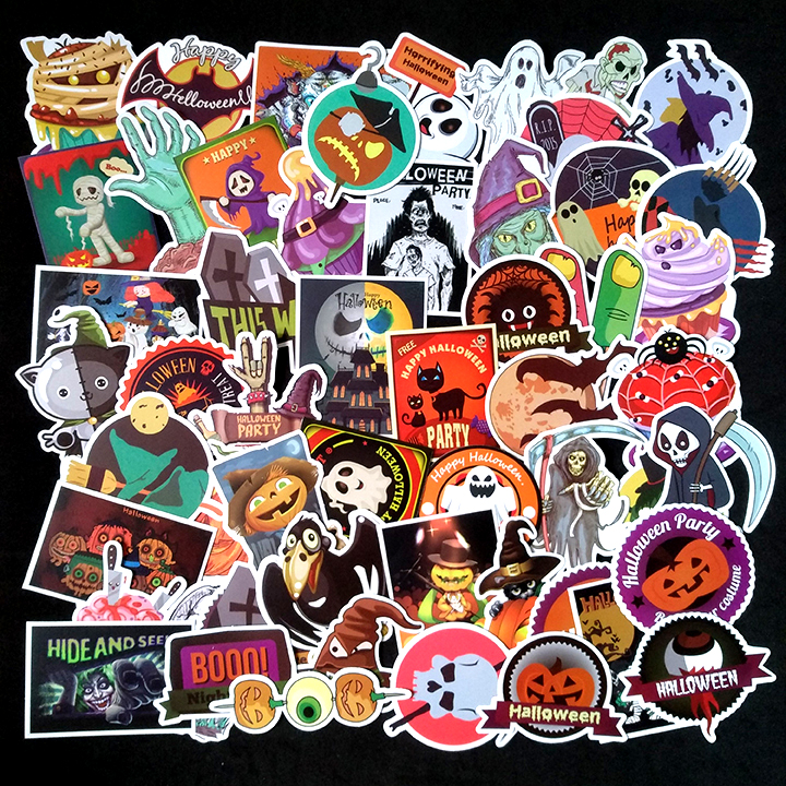 Bộ Sticker dán cao cấp chủ đề HALLOWEEN - Dùng dán Xe, dán mũ bảo hiểm, dán Laptop