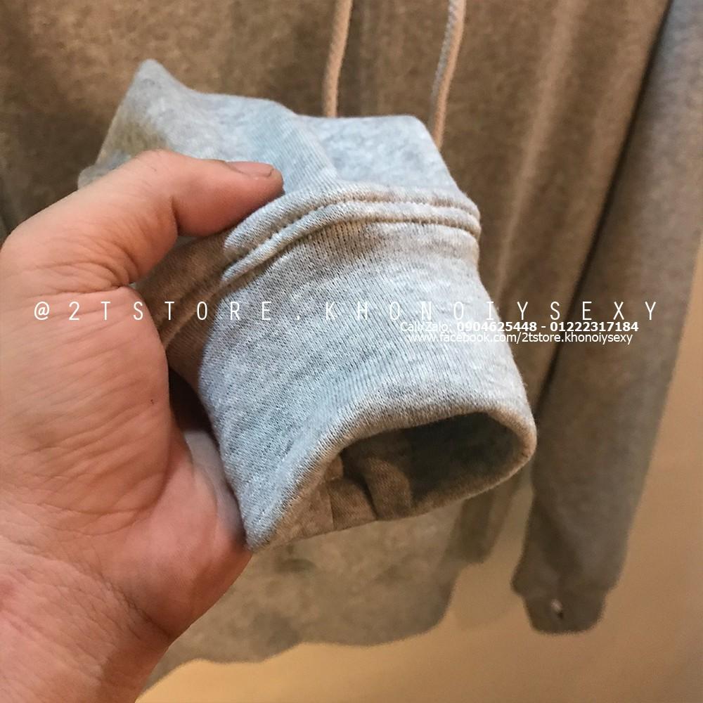 Áo hoodie unisex 2T Store H06 màu xám nhạt - Áo khoác nỉ chui đầu nón 2 lớp dày dặn chất lượng đẹp