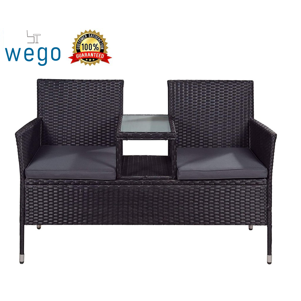 WEGO Bộ sofa ngoài trời bằng mây nhựa/ Bàn ghế sân vườn – GHẾ 2 NGƯỜI NGỒI