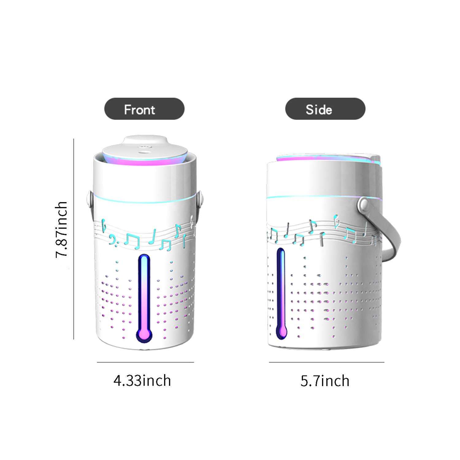 Máy khuếch tán tinh dầu tạo ẩm phun sương 1000mL, có đèn LED nhiều màu sắc và loa bluetooth