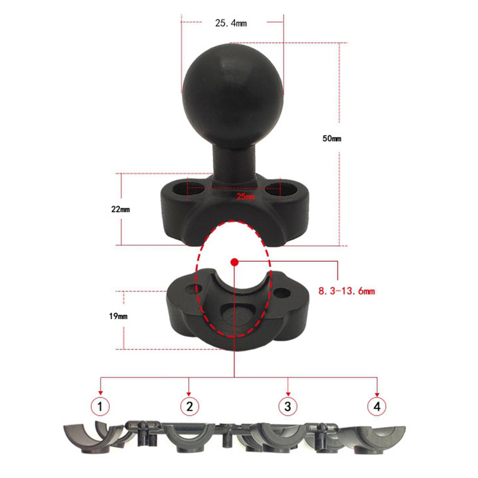 Motorcycle Handlebar Phone Holder 25.4mm Ball base Kit Accessory