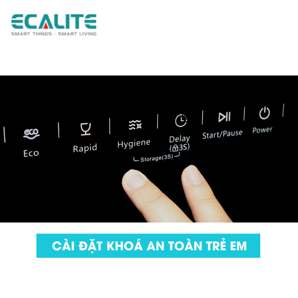 Máy Rửa Chén Ecalite EDW-UF6080BL - Có Rửa Điệt Khuẩn - Lắp Bán Âm Cực Gọn - Điều Khiển Cảm Ứng - Hàng Chính Hãng