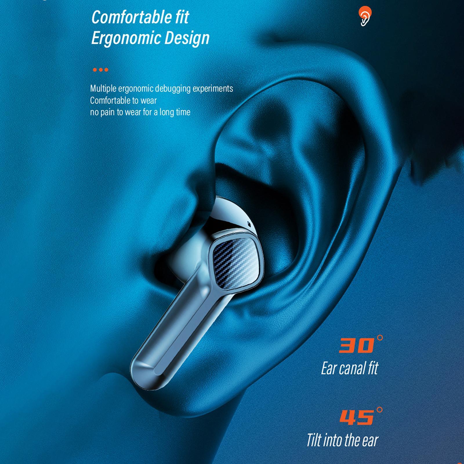 True earplugs, Built in Microphone Hands Call Headphones for Sports , Black