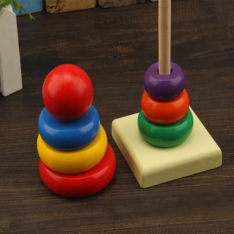Đồ chơi Xếp chồng Tháp Cầu Vồng Màu Sắc Bằng Gỗ Cho Bé Từ 8 th - 3 tuổi