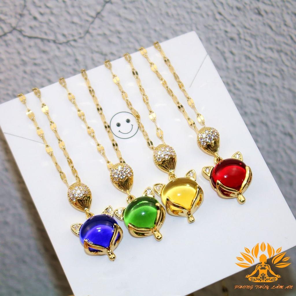 MẶT DÂY CHUYỀN HỒ LY ĐÁ TỰ NHIÊN ĐỦ MÀU BERYL TÌNH DUYÊN MAY MẮN TÀI LỘC TẶNG KÈM DÂY ĐEO, HỘP GẤM CAO CẤ