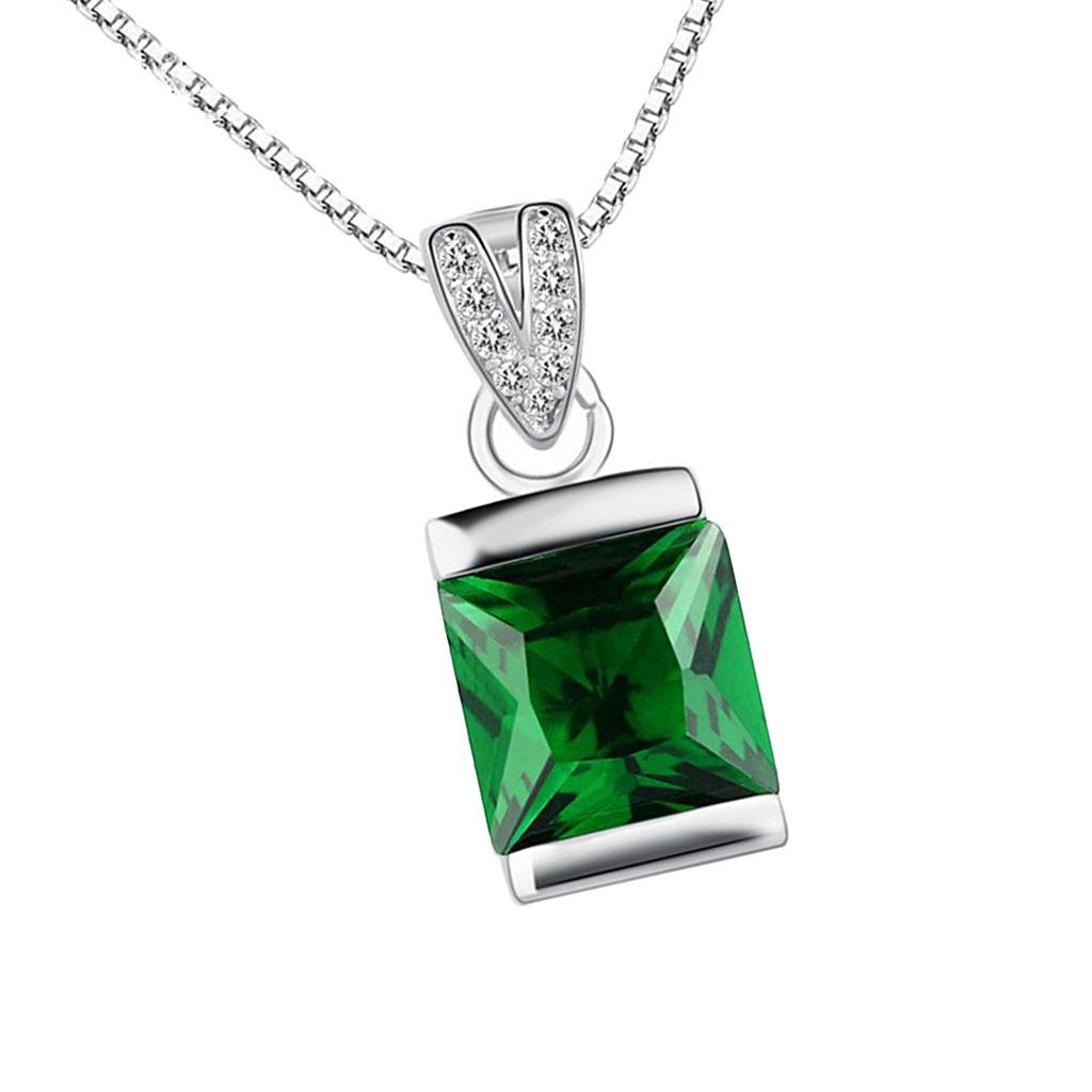 Green Gemstone Pendant Valentines Day Gift 925 Sterling Silver Necklace