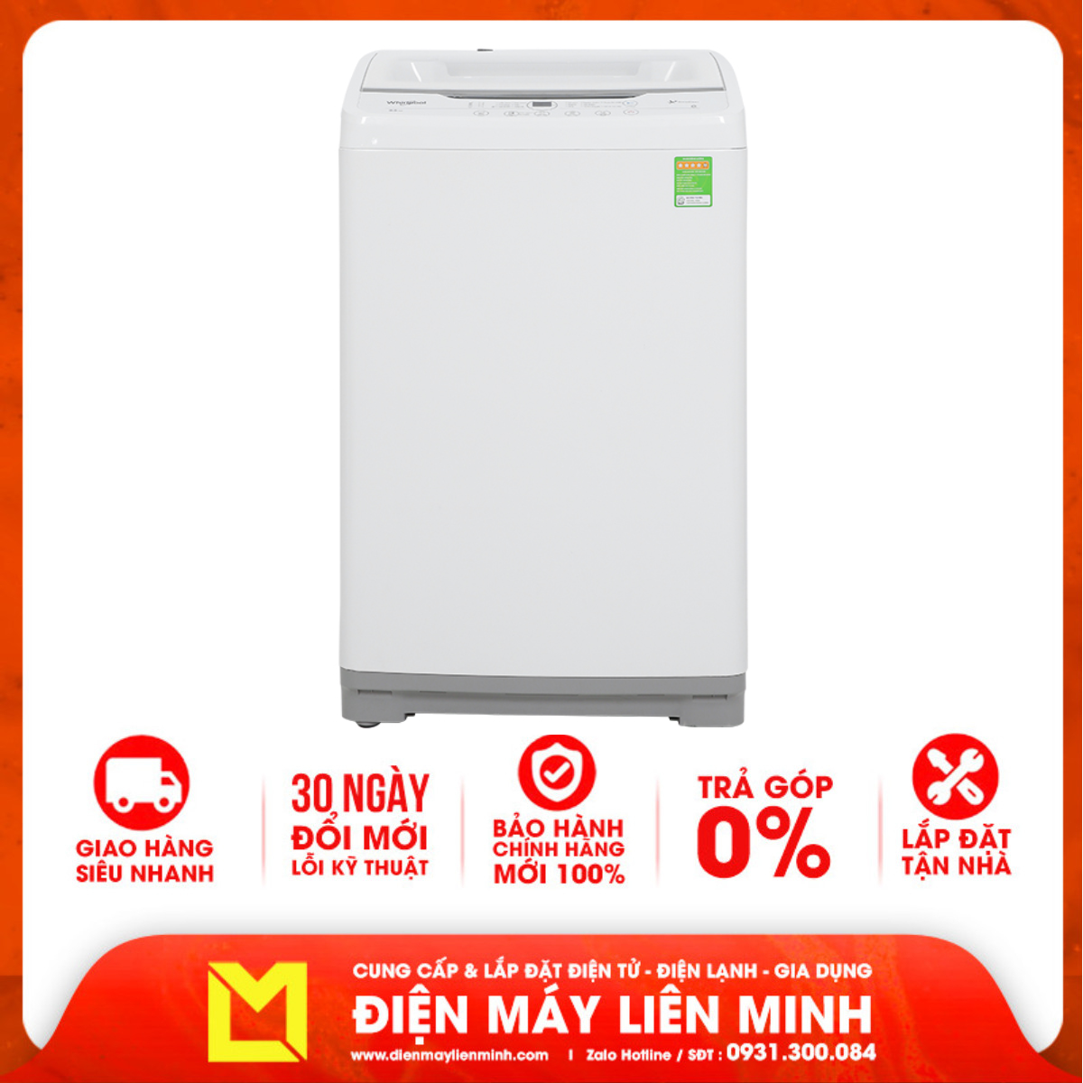 Máy giặt Whirlpool 9.5 kg VWVC9502FW - Hàng chính hãng (chỉ giao HCM)