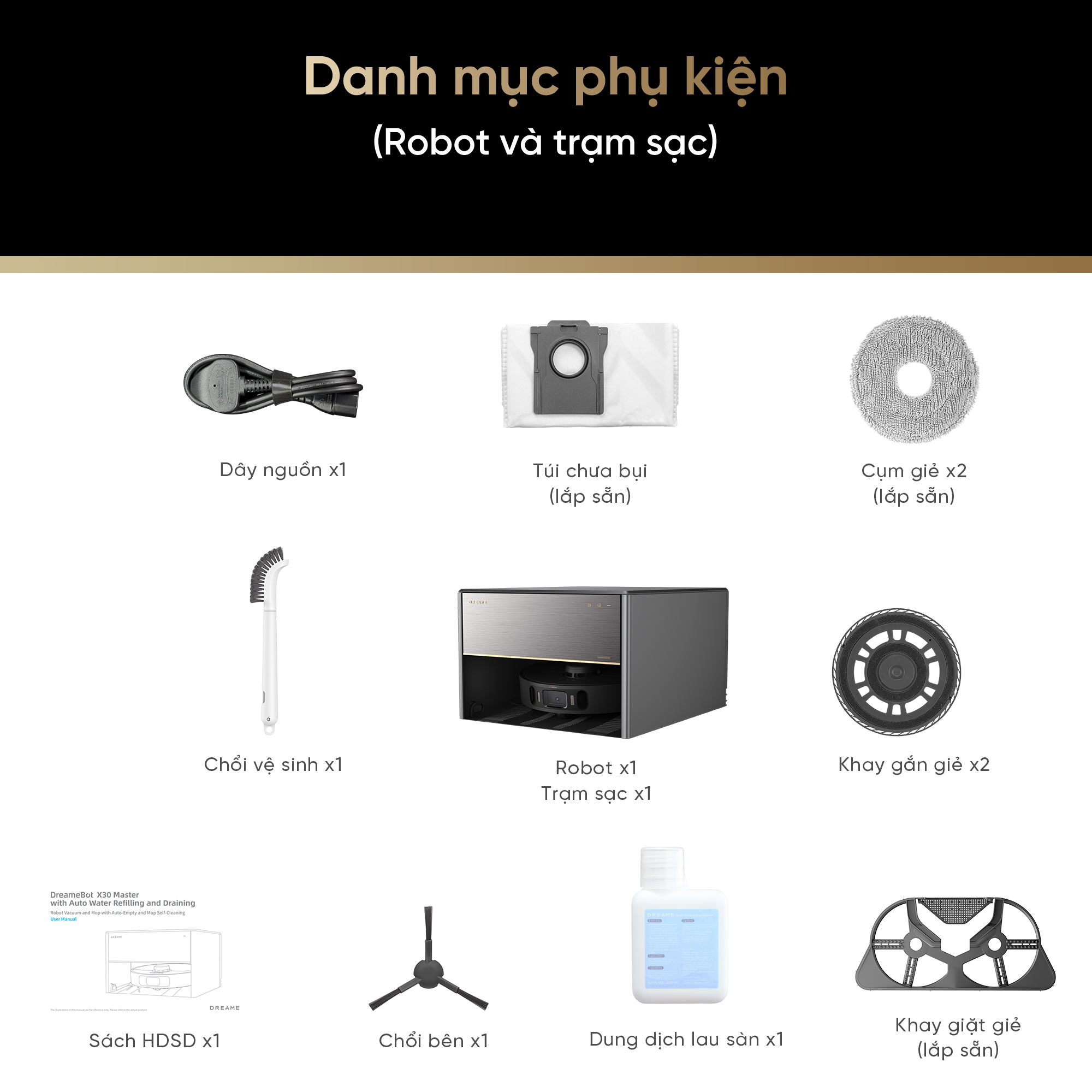 Robot hút bụi lau sàn chuyên dụng Dreame X30 Master - Hàng chính hãng
