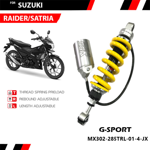 Phuộc YSS RAIDER/SATRIA G-SPORT (Lò Xo Vàng, Bình Dầu Bạc) MX302-285TRL-01-4-JX Hàng chính hãng