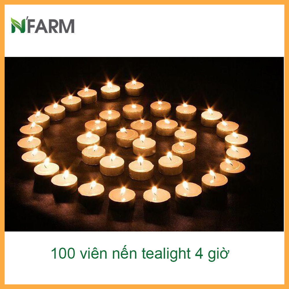 Hộp 100 Viên Nến Tealight Sáp Cọ N'Farm An Toàn Sức Khỏe (4 giờ)/ Dùng kết hợp đèn xông và tinh dầu/ Khử mùi và đuổi côn trùng hiệu quả.