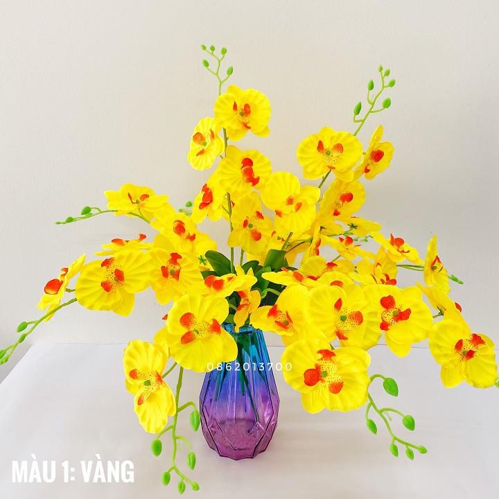 Combo 10 cành Hoa giả - Hoa Lan Hồ Điệp Lucas 60cm trang trí bền, đẹp, sang trọng