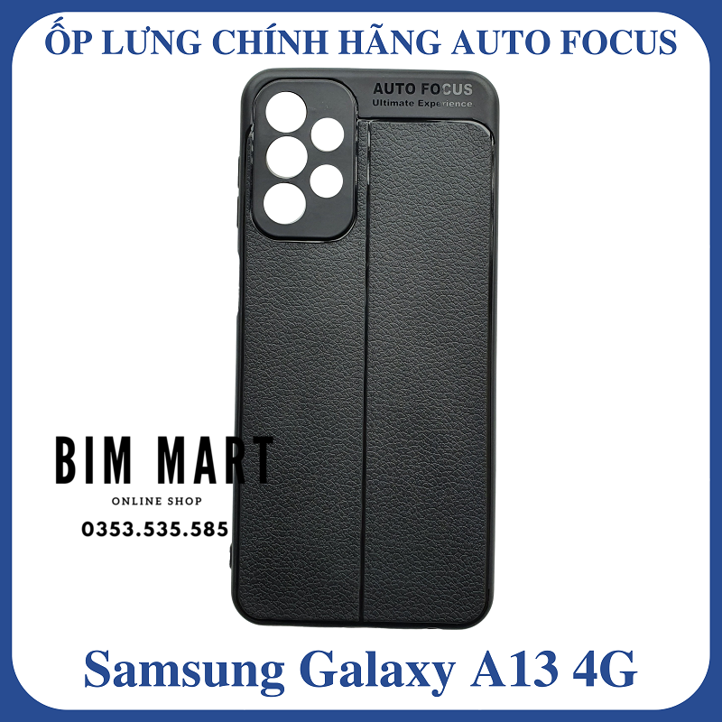 Ốp lưng Auto Focus dành cho Samsung Galaxy A13 4G silicon vân da - Hàng Chính Hãng