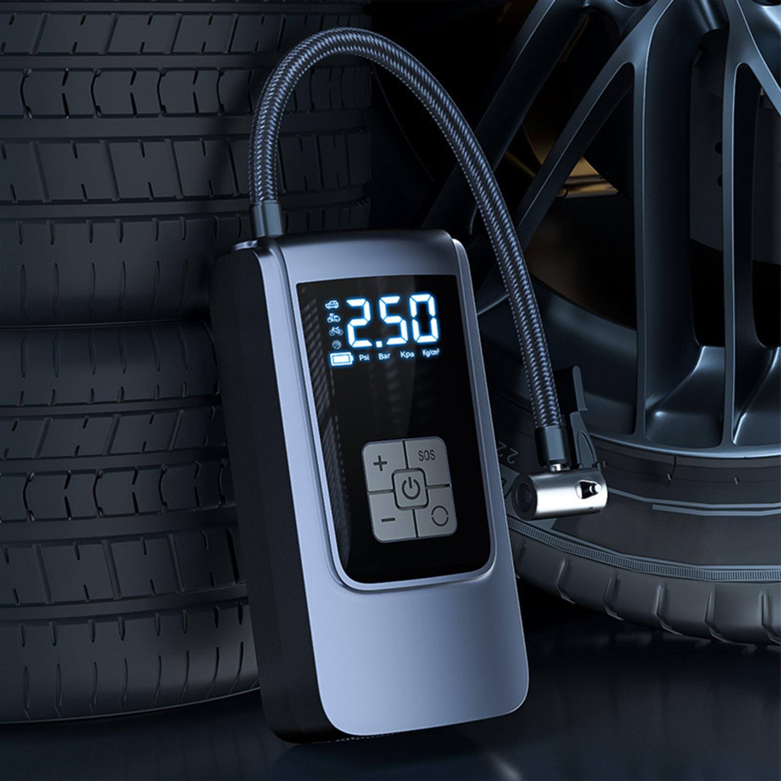 Air Compressor Tire Inflator Tire Pump Fast Inflation Compact Portable Rechargeable Power Bank Electric Pressure Gauge for Bicycles Car