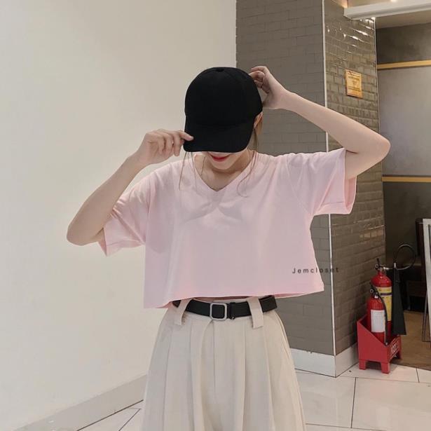 Áo croptop trơn cổ tim nhiều màu