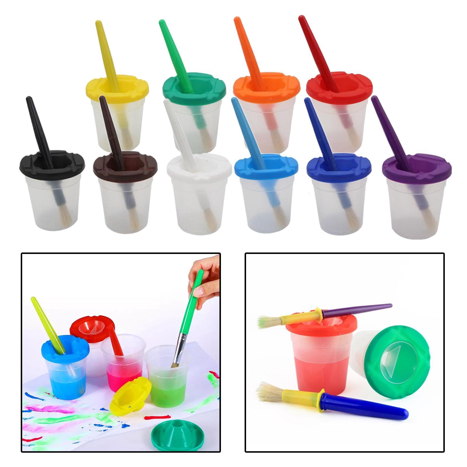 10 Pieces   Paint Cups and Assorted Colored Brush