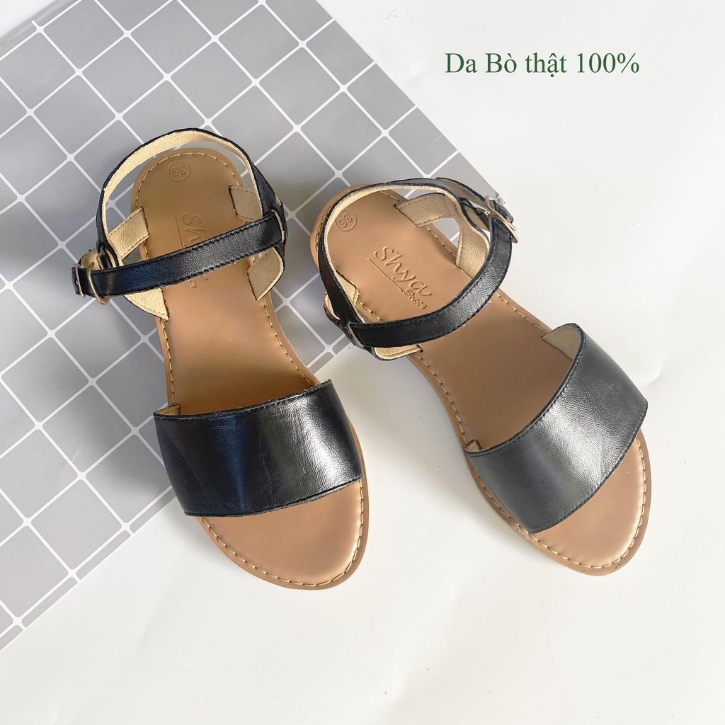 Sandal nữ đế bệt quai to thời trang đi biển có Bigsize chính hãng HISHOO S017