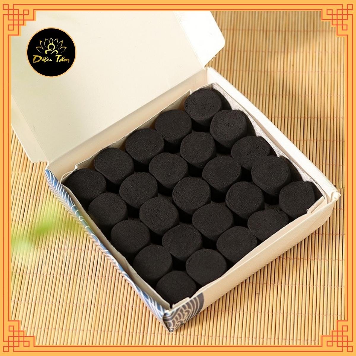 Than đốt trầm dùng trong trầm hương xông nhà đồ thờ cúng hộp 25 viên than tre sạch