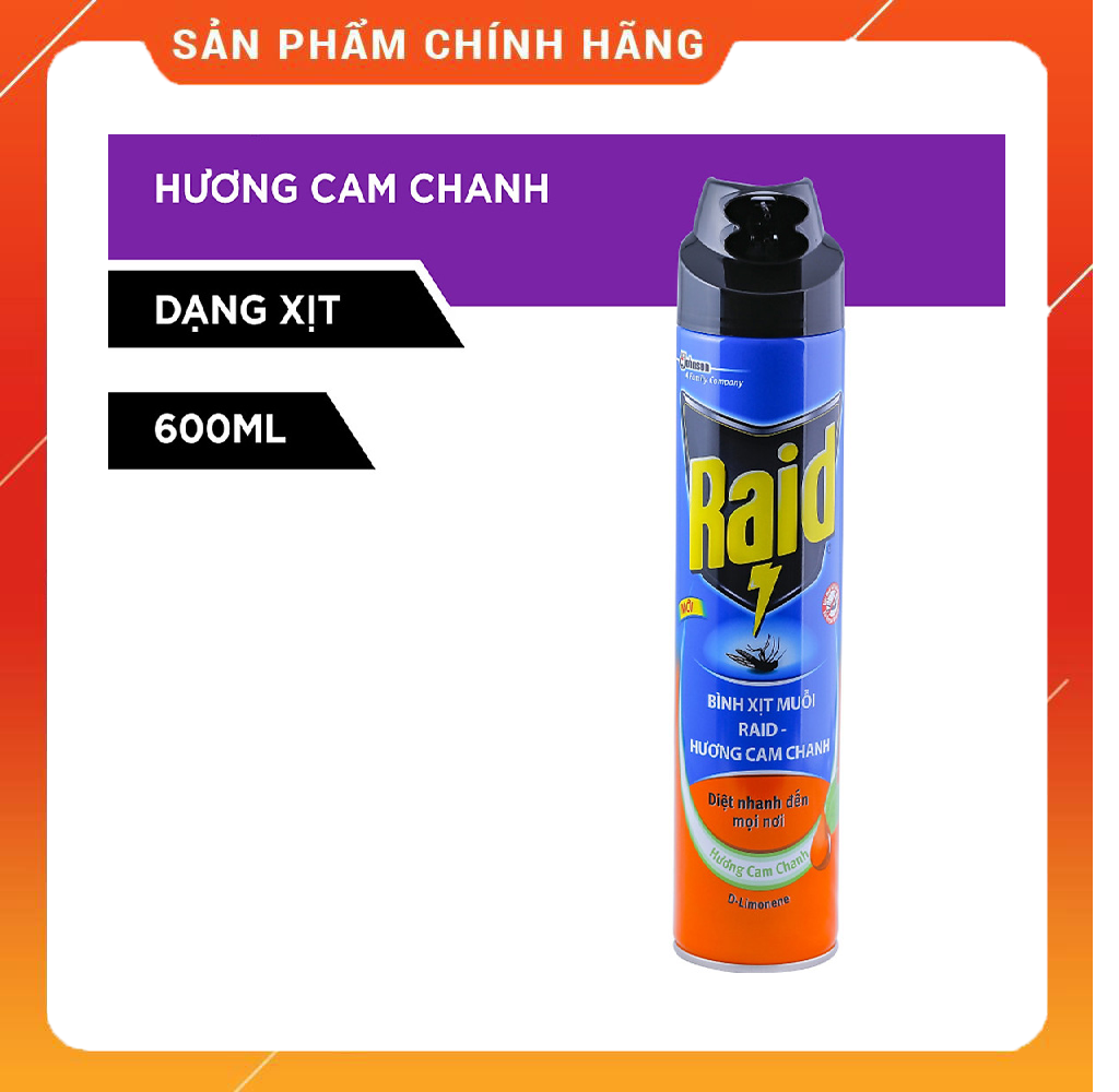 BÌNH XỊT MUỖI RAID 600ML HƯƠNG ĐỦ MÙI HÀNG CHÍNH HÀNG