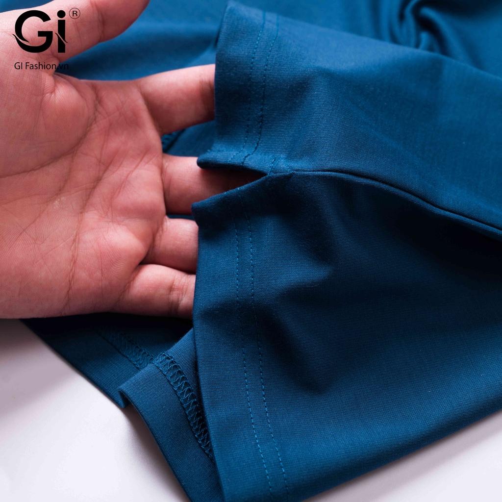 Áo Polo nam GI màu xanh cổ vịt, chất liệu cvc thoáng mát co giãn 4 chiều