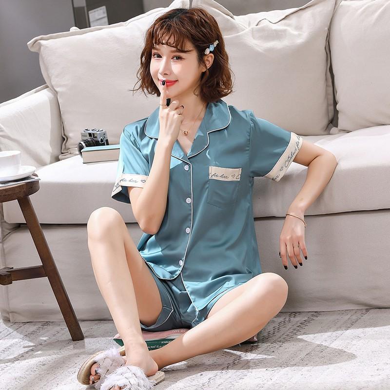 Pijama- Đồ Bộ Set Ngủ Lụa Cộc Cao Cấp Sang Chảnh Tay Áo Cách Điệu CCLP04