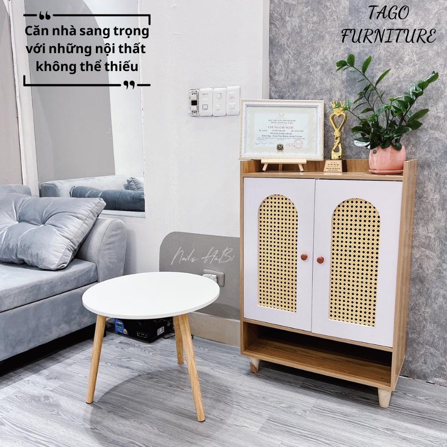 Tủ giày gỗ, kệ để giày thông minh 2 cánh tủ mây gỗ phong cách cao cấp hiện đại trang trí nhà 78x30x78 TAGO ND19