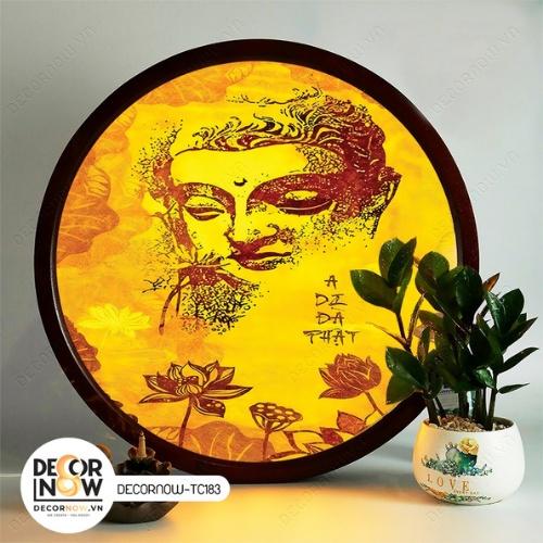 Đèn Hào Quang Phật In Tranh Trúc Chỉ DECORNOW 30,40 cm, Trang Trí Ban Thờ, Hào Quang Trúc Chỉ HOA SEN DCN-TC183