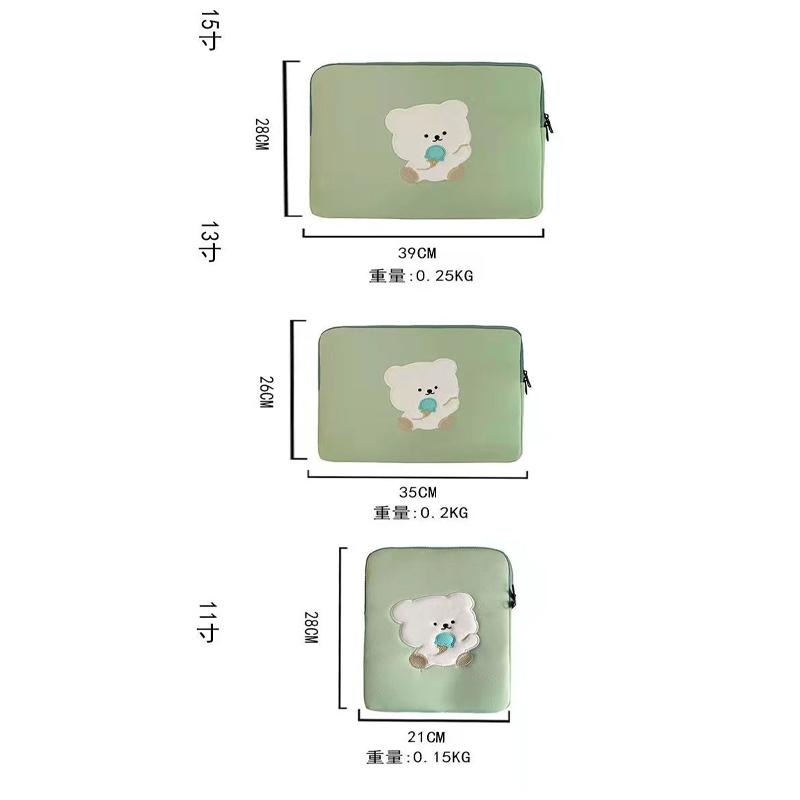 Phụ Kiện Máy Tính Laptop 11 Inch Tay Túi Ins Gấu Xanh Mạc Ipad Pro 9.7 10.8 13 14.5 Laptop 15 Inch máy Tính Bảng Bên Trong Túi