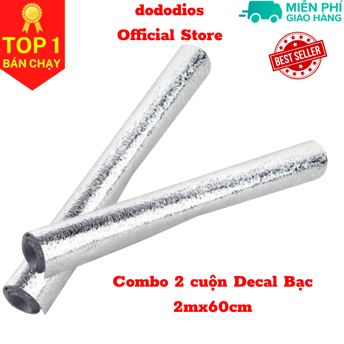 Combo 2 cuộn dán decal dán bếp, dán tường chống nhiệt, kháng khuẩn, chống cháy, cực kỳ dễ lau chùi, decal bạc dán đa năng - chính hãng dododios