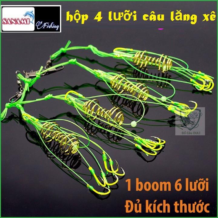 Lưỡi Câu Cá Lăng Xê Hộp 4 lưỡi  lancer xanh chất lượng đủ kích thước chất lượng cao