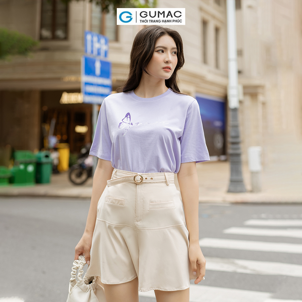 Quần short nữ dáng loe kèm thắt lưng trẻ trung năng động thời trang GUMAC QD07068