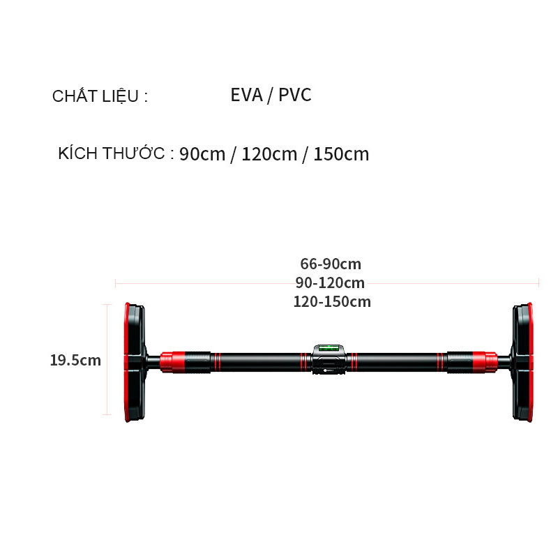 Xà đơn gắn cửa treo tường ENTERSI thép chịu lực tải trọng 200kg, có chốt chống xoay, Livo cân bằng xà