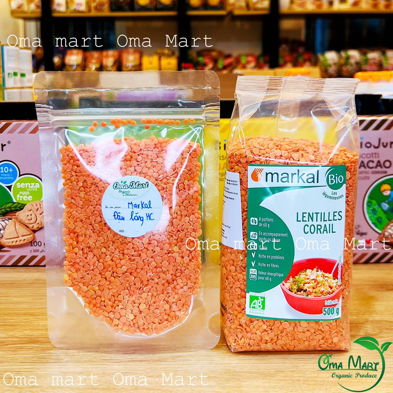 Đậu lăng đỏ cam san hô hữu cơ Markal 500g