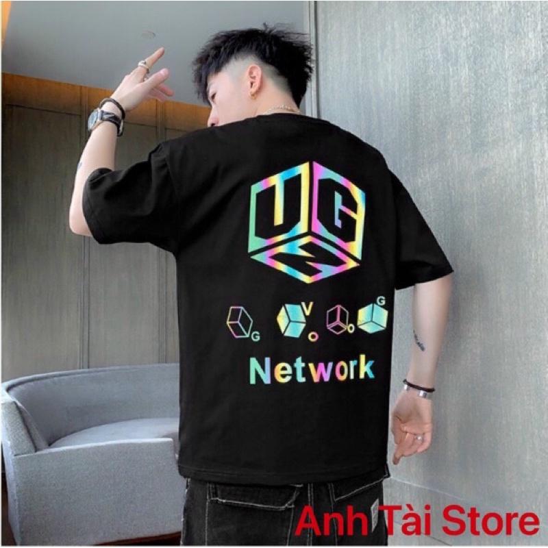 Hình ảnh Áo thun tay lỡ phản quang phông Unisex nam nữ chất Premium Cotton oversize đến 75kg form rộng co dãn 4 chiều Network PV9