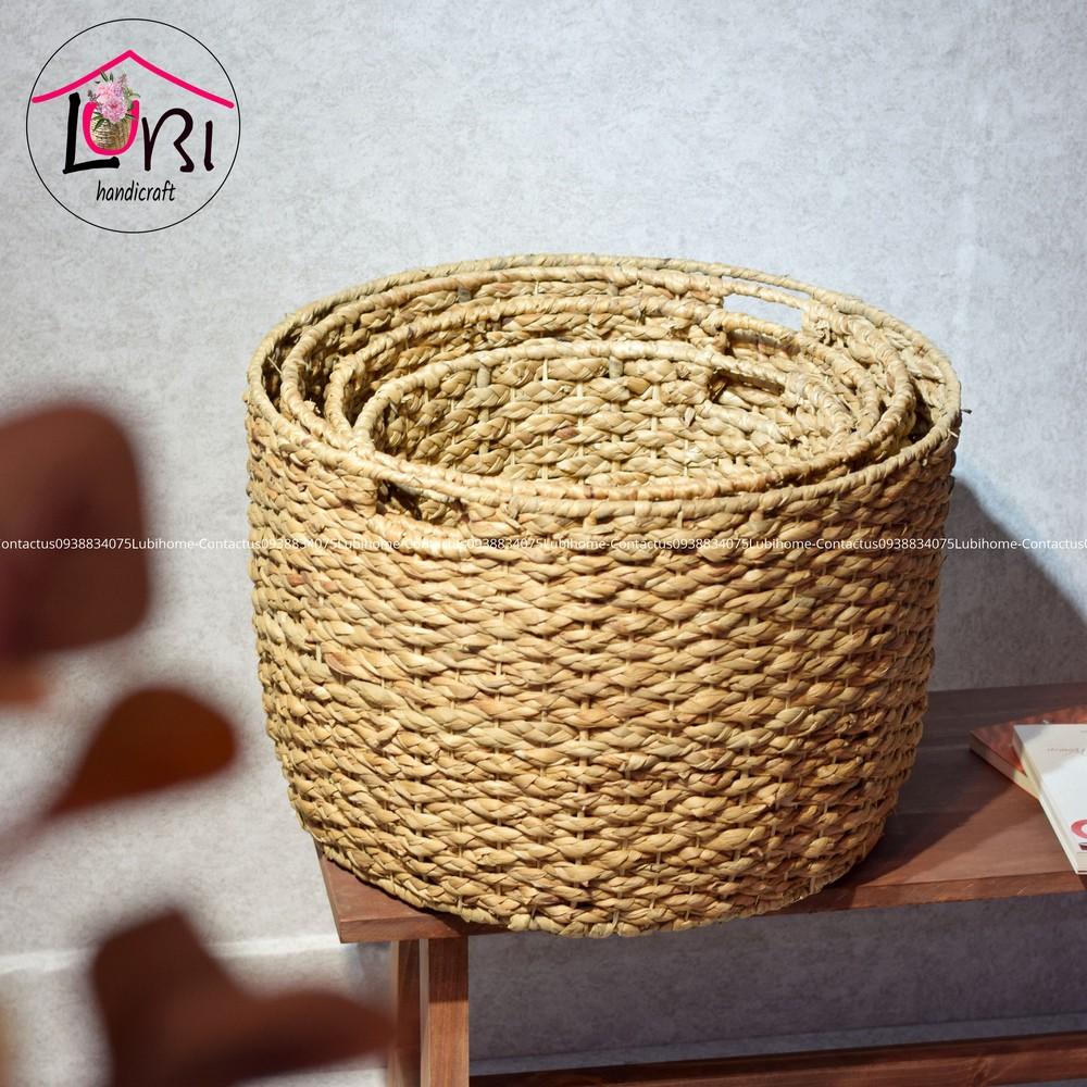 - Sọt đựng đồ lục bình hình tròn đan bím - đẹp, tinh tế