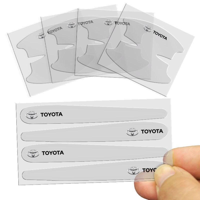 Bộ 8 miếng hình dán màu trong suốt bảo vệ tay nắm cửa xe ô tô Toyota Vios Corolla Cross Rush Fortuner Wigo Camry Innova