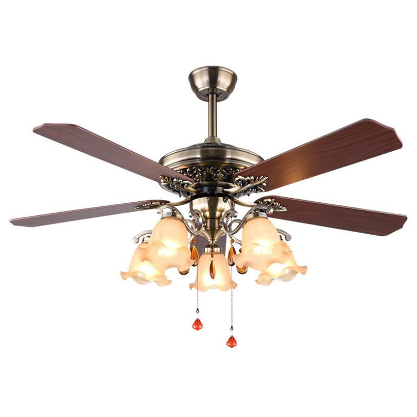 Quạt Trần Đèn 5 Cánh Tân Cổ Điển Cao Cấp Cho Phòng Khách- Ngủ,Điều Khiển Từ Xa Siêu Mát,Hàng Nhập Khẩu