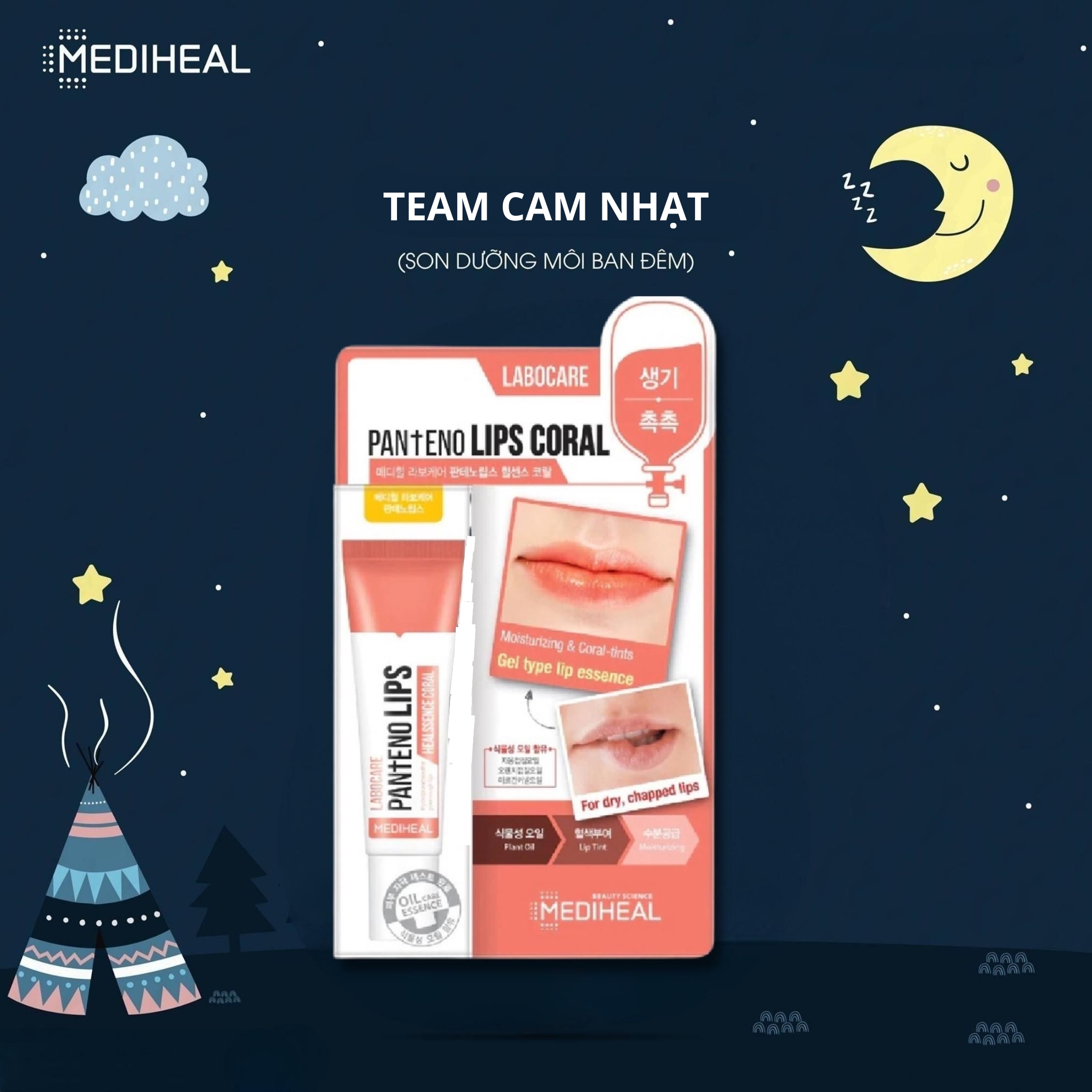 Combo 3 Son Dưỡng Môi Mediheal Labocare Pantenolips (Đỏ &amp; Xanh &amp; Cam) 10ml/Cái