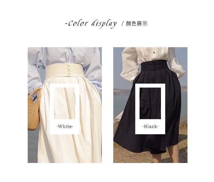 TOBE1SHOP Váy chữ A màu trắng kiểu Pháp, váy nửa người, thiết kế mùa hè 2021.