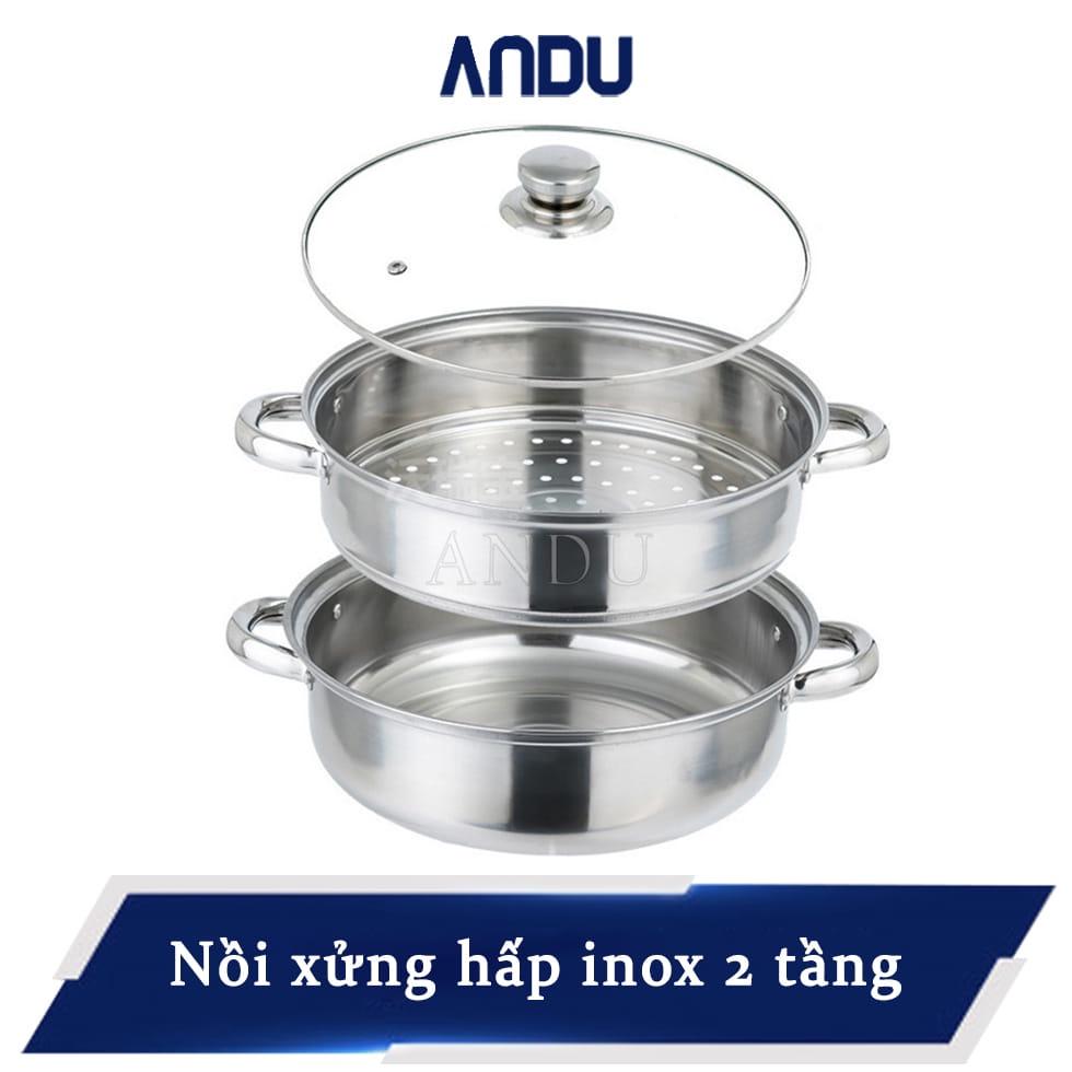 Nồi Hấp 2 Tầng Inox Cao Cấp Nắp Kính Fi 28 Cm, Xửng Hấp 2 Tầng Tiện Lợi Dễ Lau Chùi11