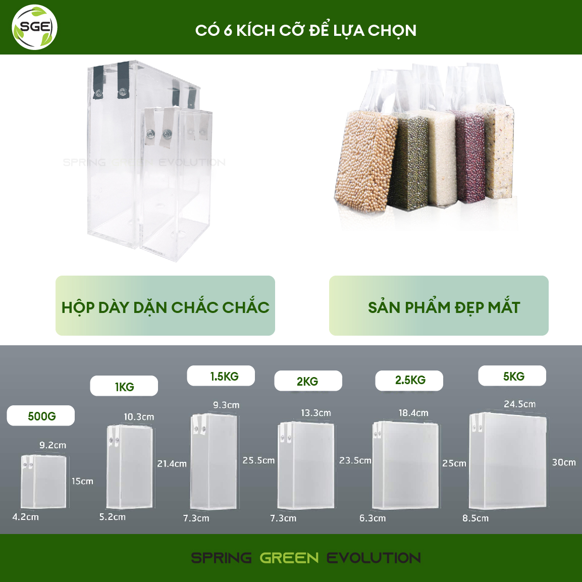 Hộp Định Hình Gạo RB2000. Chế Tạo Từ Nhựa Acrylic Đặc Biệt Dày Dặn Và Cứng Cáp, Chịu Được Lực Tác Động Cao Từ Bên Ngoài.