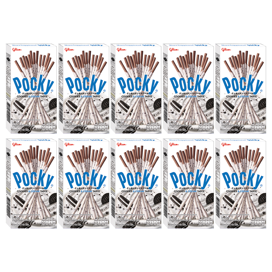 Bánh Que Pocky Cookies &amp; Cream 40G X 10 Hộp