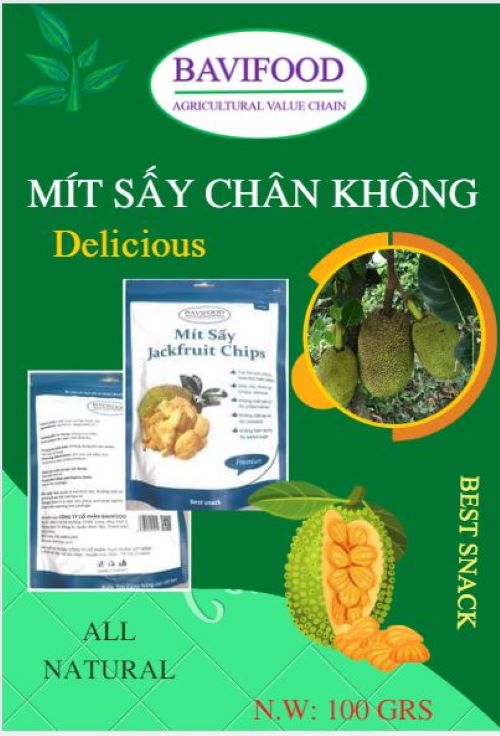 Mít Sấy Chân Không (Jackfruit Chips), Giòn Xốp Tự Nhiên - BAVIFOOD, Khối Lượng: 100 grs (gói = 100 grs) – Premium