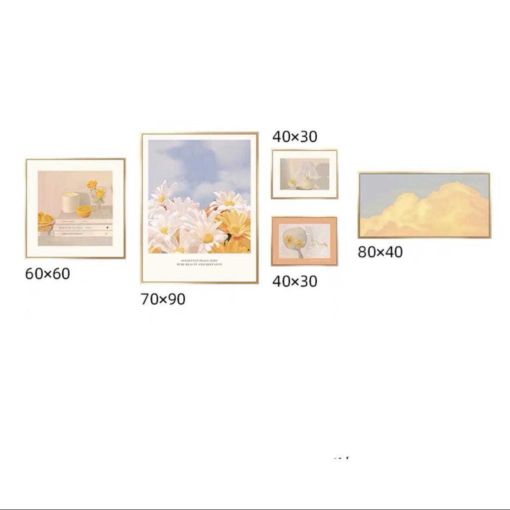 Tranh canvas tràn viền treo tường phòng khách, tranh bông hoa sắc màu H 140-144