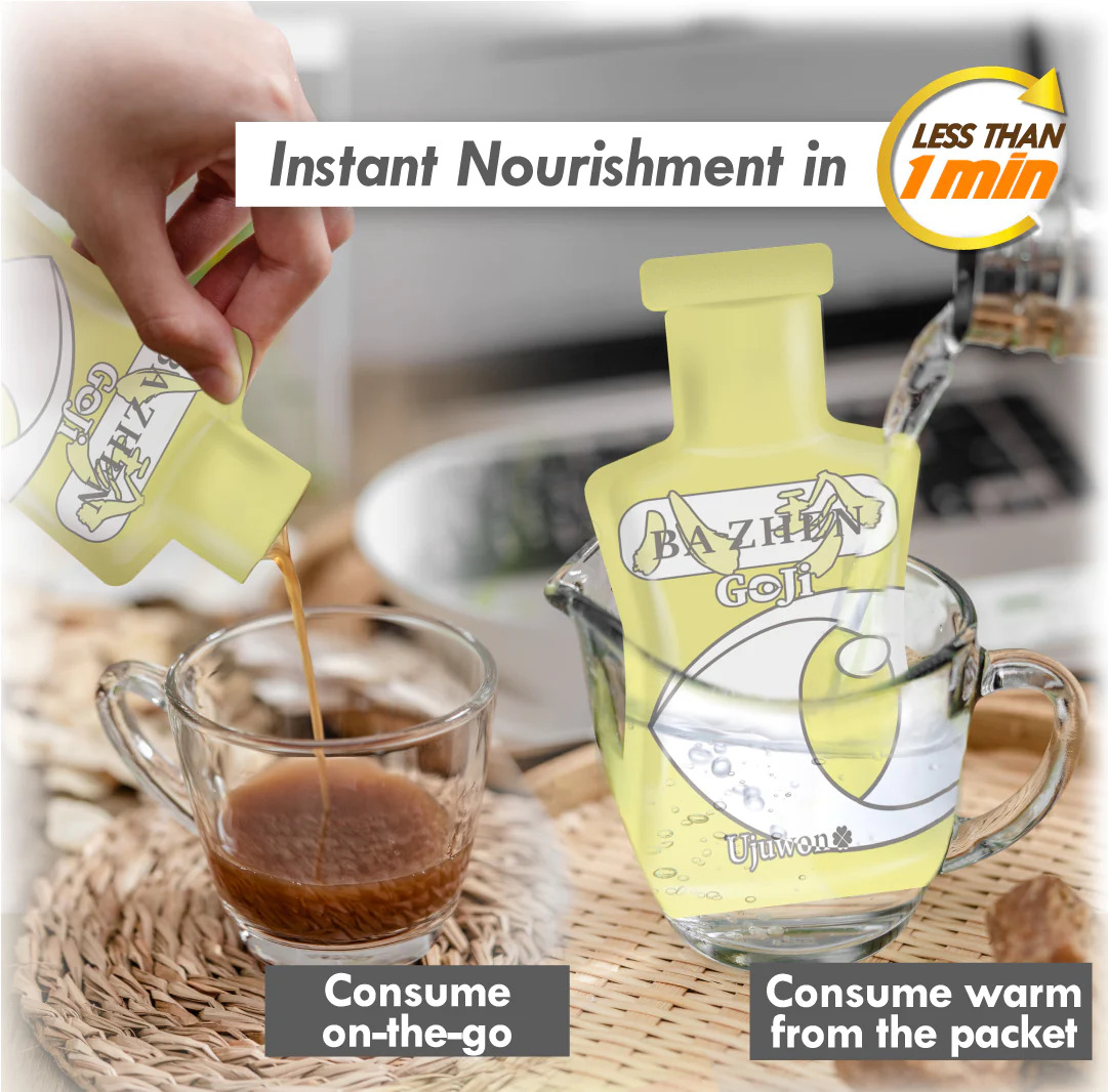 Nước uống thảo mộc giảm đau bụng kinh hiệu quả, chiết xuất quả kỷ tử giúp tăng cường thị lực bổ khí huyết, giảm khó chịu kỳ dâu rụng, Ba Zhen Ujuwon Goji